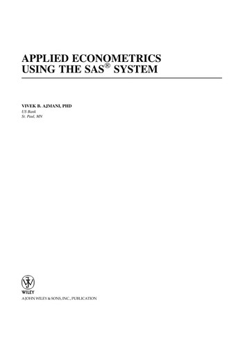 Applied Econometrics Using the SAS System