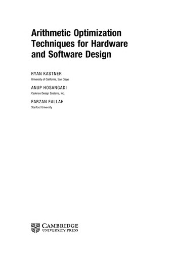 Arithmetic optimization techniques for hardware and software design
