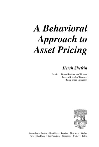 A behavioral approach to asset pricing