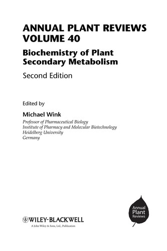 Biochemistry of Plant Secondary Metabolism