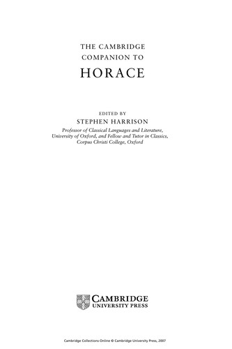 The Cambridge Companion to Horace