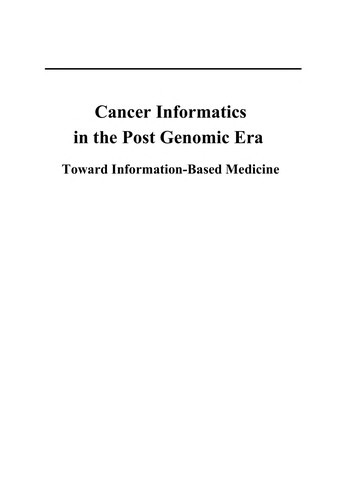 Cancer Informatics in the Post Genomic Era