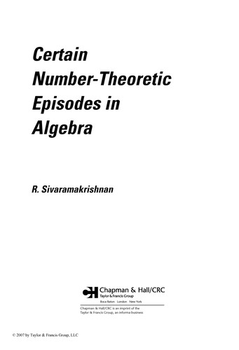 Certain Number-Theoretic Episodes In Algebra