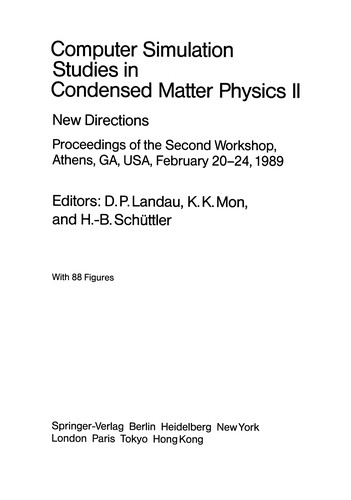 Computer Simulation Studies in Condensed Matter Physics II