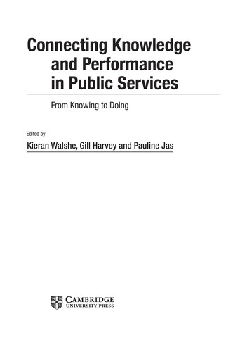 Connecting Knowledge and Performance in Public Services