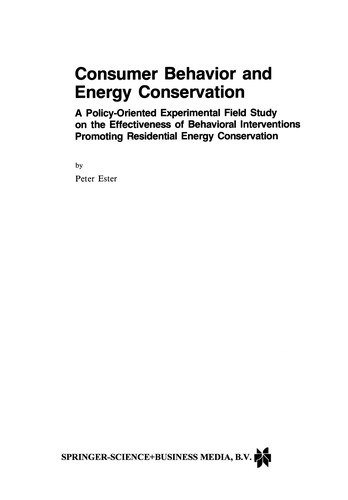 Consumer Behavior and Energy Conservation