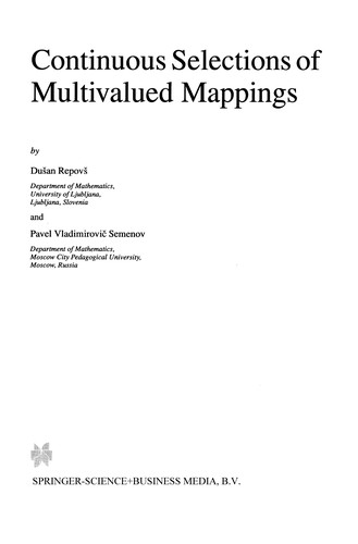 Continuous Selections of Multivalued Mappings