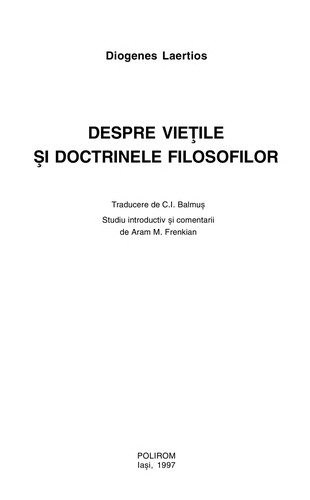 Despre vieţile şi doctrinele filosofilor
