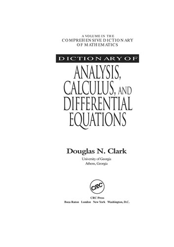 Dictionary of Analysis, Calculus, and Differential Equations