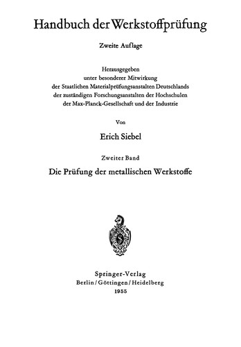 Die Prüfung der metallischen Werkstoffe