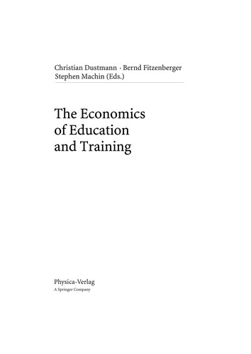 The economics of education and training