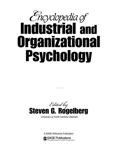 Encyclopedia of industrial and organizational psychology