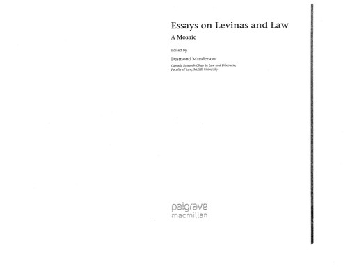 Essays on Levinas and law