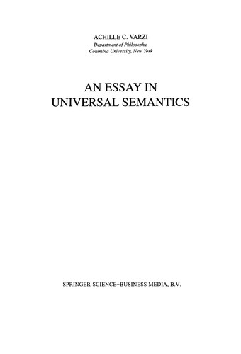 An Essay in Universal Semantics