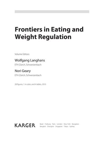 Frontiers in Eating and Weight Regulation