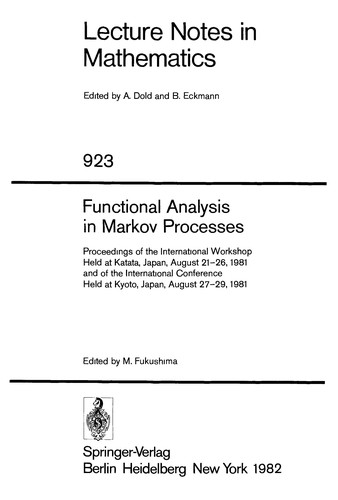 Functional Analysis in Markov Processes