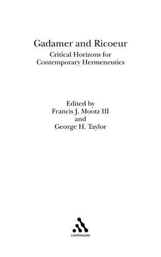 Gadamer and Ricoeur
