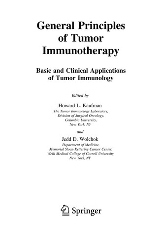General Principles of Tumor Immunotherapy