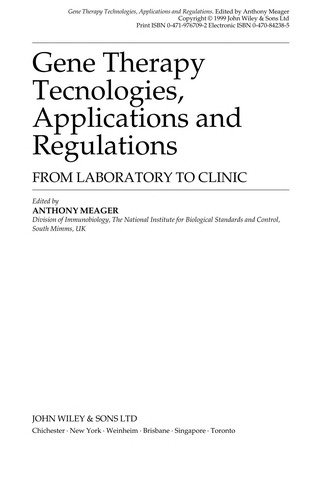 Gene Therapy: Technologies, Applications and Regulations