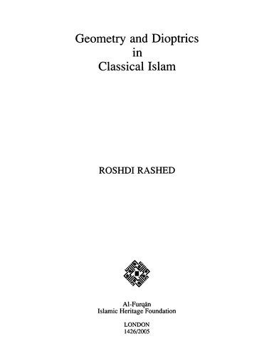 Geometry and Dioptrics in Classical Islam