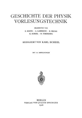 Geschichte der Physik Vorlesungstechnik