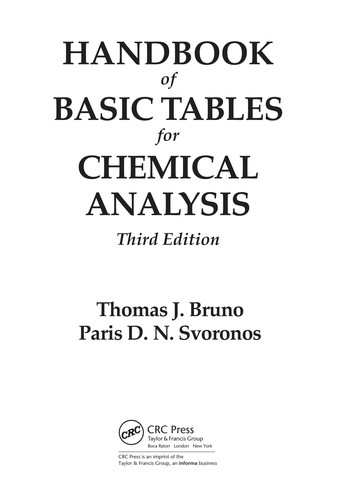 CRC Handbook of Basic Tables for Chemical Analysis