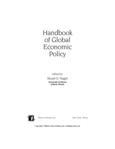 Handbook of Global Economic Policy