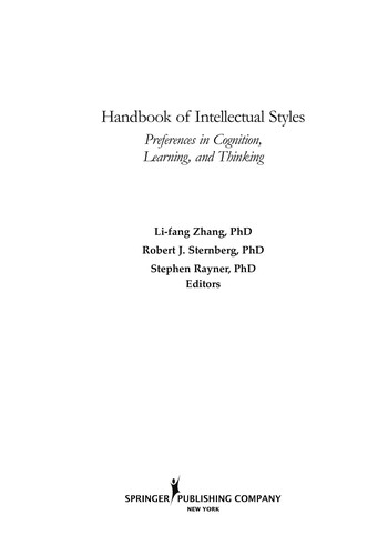 Handbook of intellectual styles