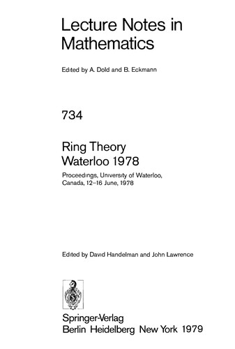 Ring theory Waterloo 1978