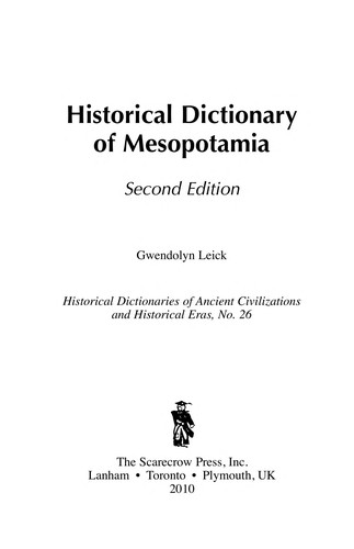 Historical dictionary of Mesopotamia