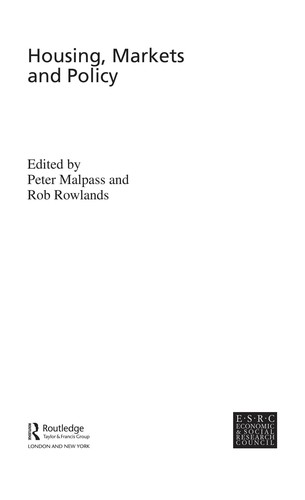 Housing, Markets and Policy