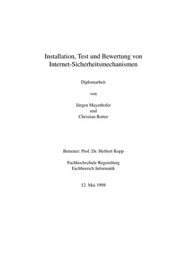 Internet Firewalls & Netzwerksicherheit