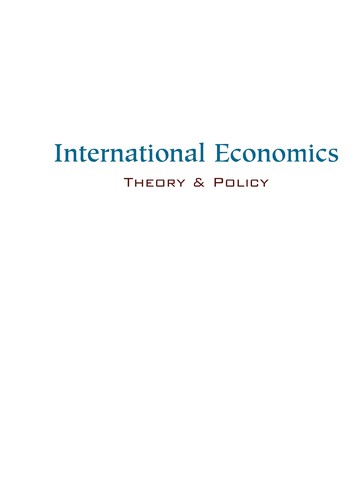 International Economics: Theory and Policy