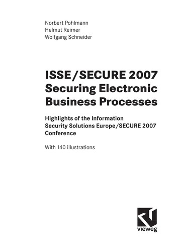 ISSE/SECURE 2007 Securing Electronic Business Processes