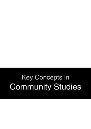 Key Concepts in Community Studies