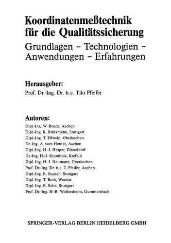 Koordinatenmeßtechnik für die Qualitätssicherung