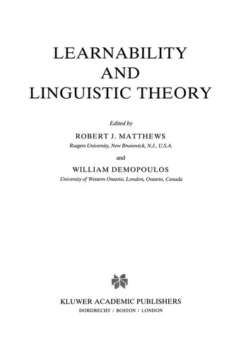 Learnability and Linguistic Theory