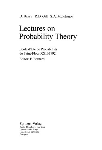 Lectures on Probability Theory