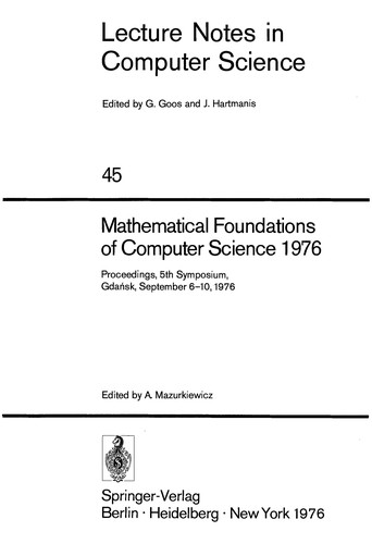 Mathematical foundations of computer science, 1976