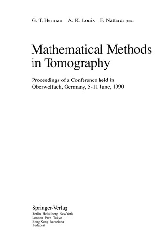 Mathematical Methods in Tomography
