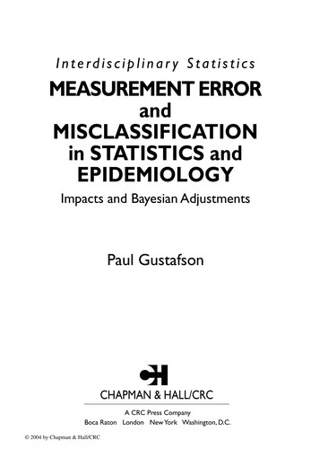 Measurement Error and Misclassification in Statistics and Epidemiology