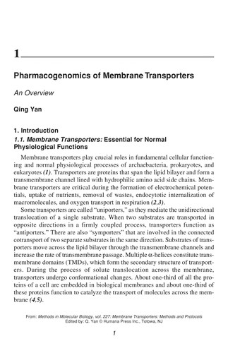 Membrane Transporters in Drug Discovery and Development