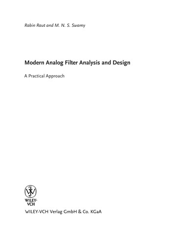 Modern Analog Filter Analysis and Design