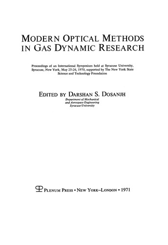 Modern Optical Methods in Gas Dynamic Research