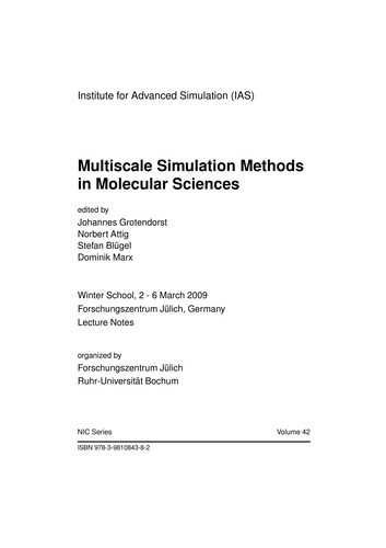Multiscale Simulation Methods in Molecular Sciences