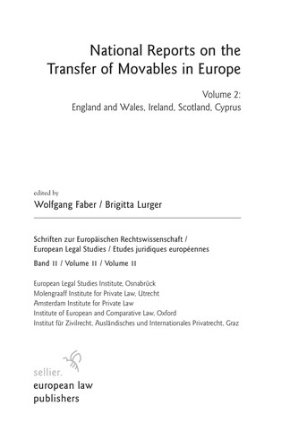 National Reports on the Transfer of Movables in Europe