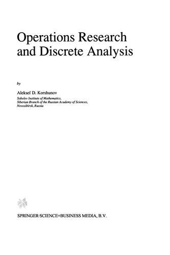 Operations Research and Discrete Analysis