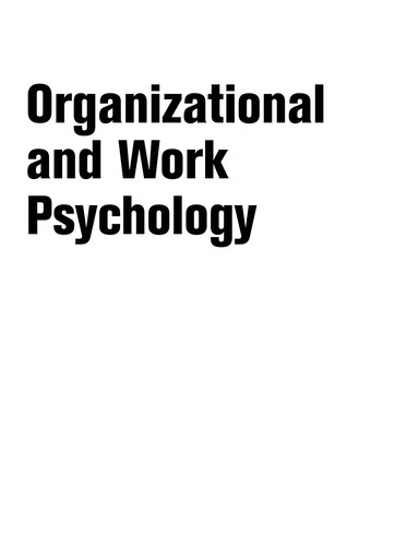 Organizational and Work Psychology