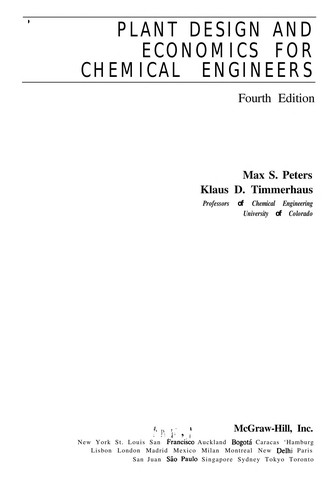 Plant design and economics for chemical engineers