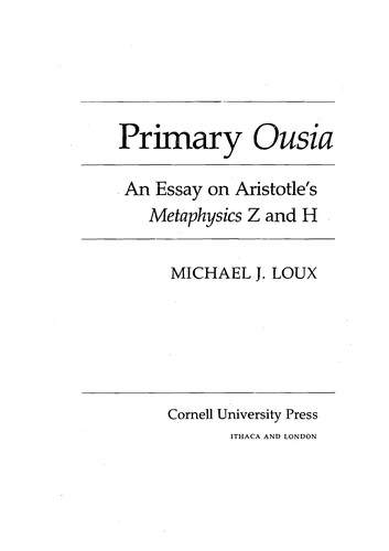 Primary ousia
